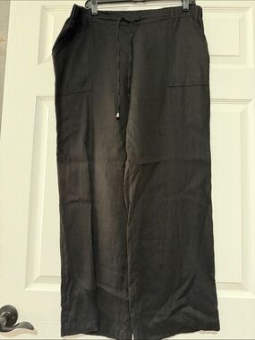 Men's Black Drawstring Linen Pants